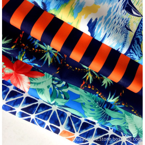 Polyester Stretch Hawaiian Peach Skin Boardshort Fabric